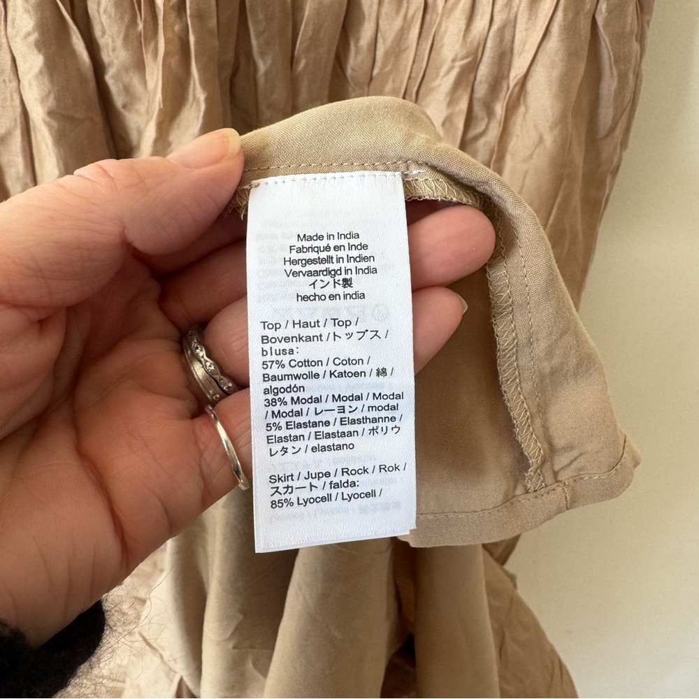NWOT J. Crew Mixy Gathered Crinkle Dress Ribbed Tank Twofer Dress L Neutral - Picture 7 of 7